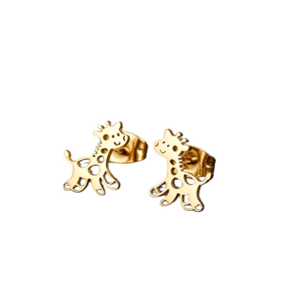 Gold Stainless Steel Giraffe Stud Earrings